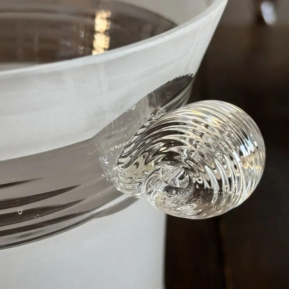 Vintage FTD Commemorative Millennium Ice Bucket Frosted Glass Scroll Handles 2qt